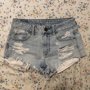 American Eagle Outfitters Light Blue Ripped Jean Shorts
